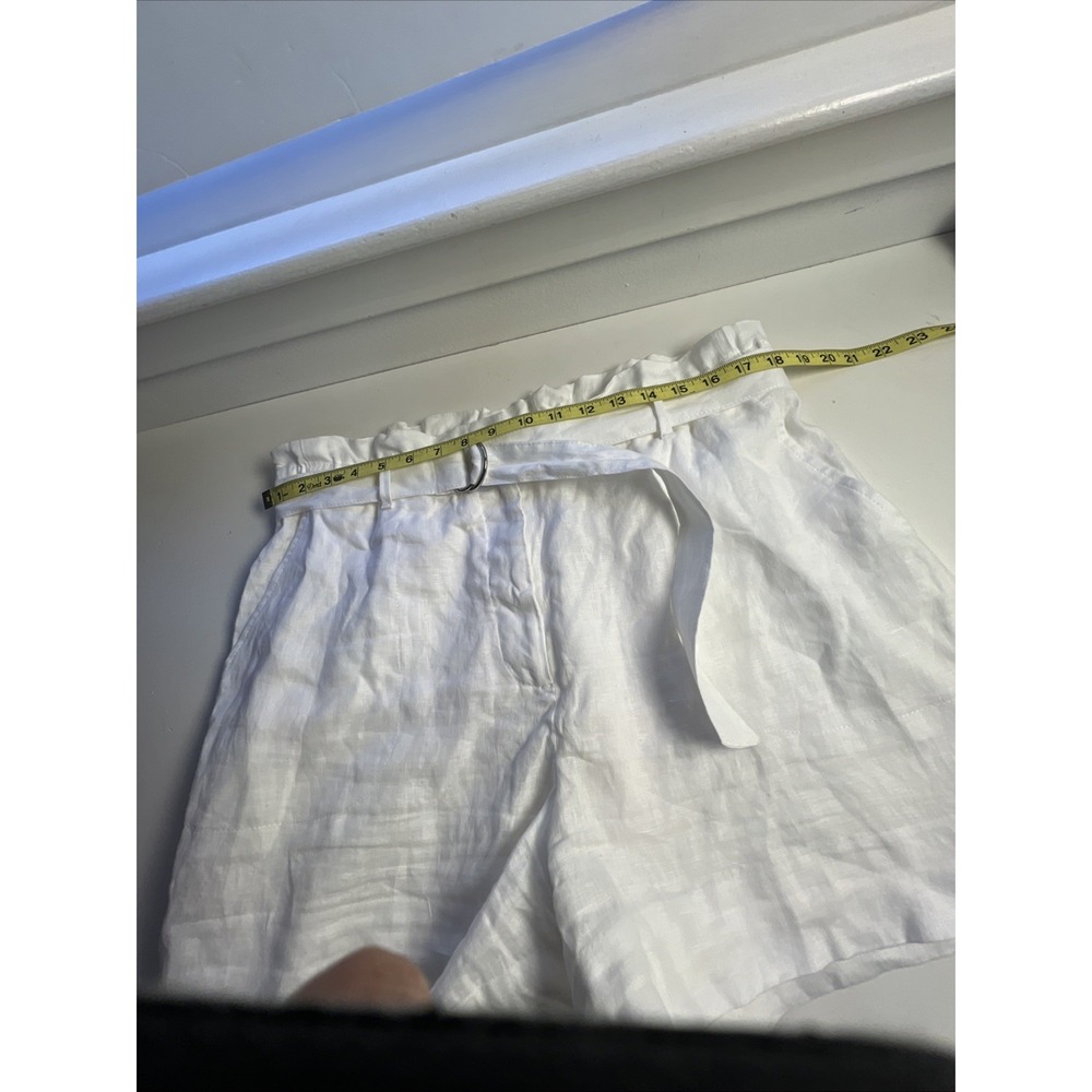 Banana Republic Womens Large 100% Linen Shorts Flax White Belted Lined - Picture 4 of 6